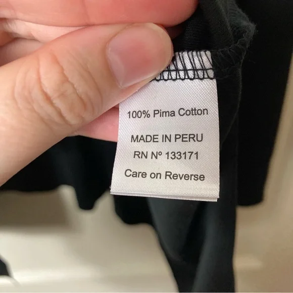 Planet by Lauren G black cut out front long sleeve top OS pima cotton - Picture 9 of 9